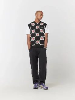 Checkered Floral Sweater Vest