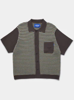 Knit Crochet Short Sleeve Button Down